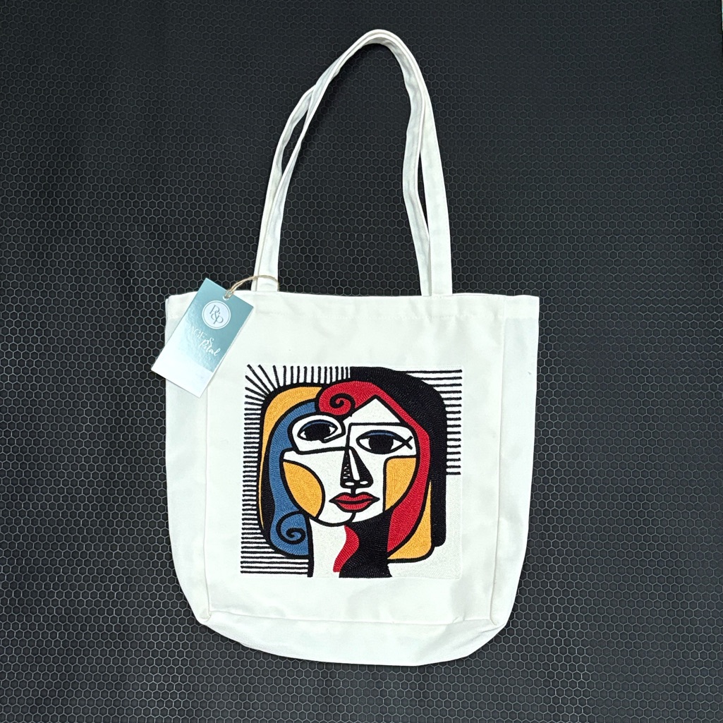 Cubism  Picasso Inspired Embroidery Canvas Tote Brand New